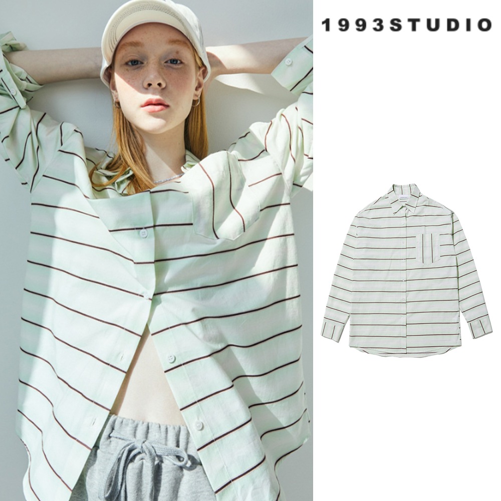 [1993studio] Overfit striped shirt