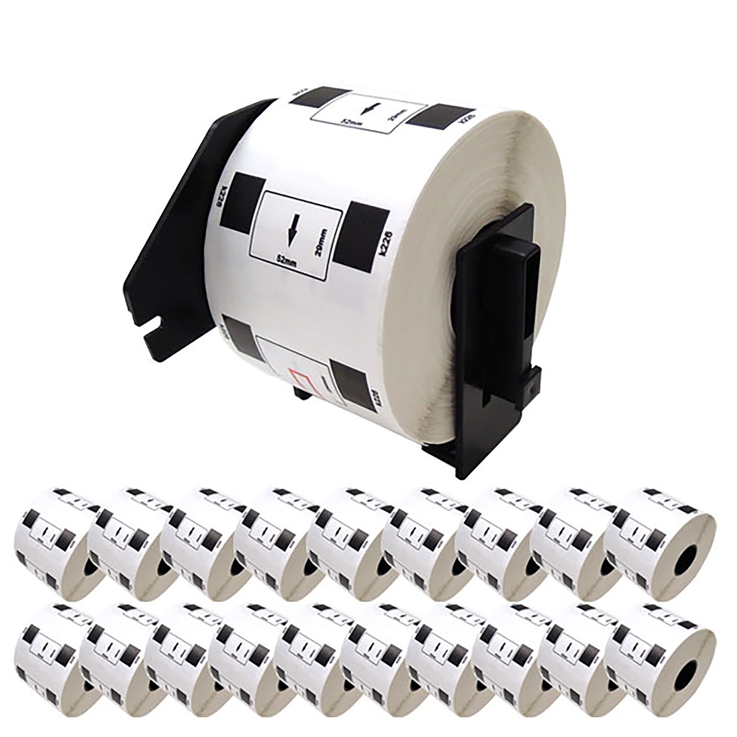 ブラザー用 ピータッチ DKプレカットラベル (感熱紙) DK-1226 互換品 ラベル 蛍光増白剤不使用 白 52mm×29mm 20個+ホルダー1個セット