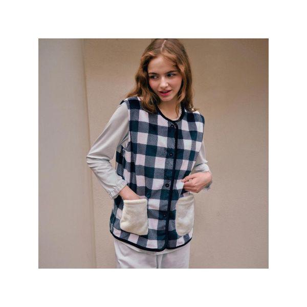 正常 カップルパジャマ ミンク スパン チェック ナ염 女性 ベスト SEV259WF A_P409274005