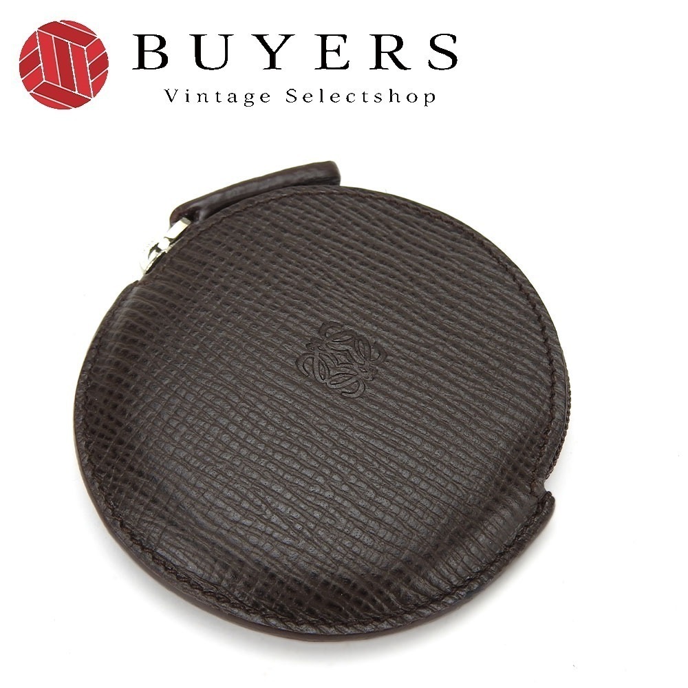 中古 コインケース レザー ブラウン シルバー金具 アナグラム 小物 ラウンド レディース メンズ