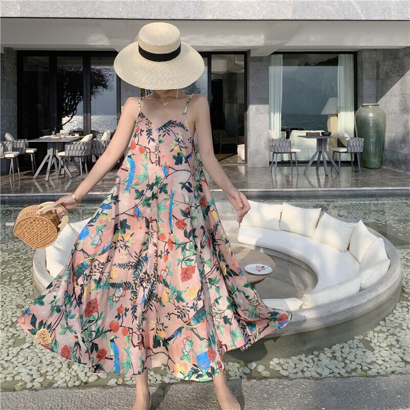 ワンピース キャミソールワンピース ロング丈 ノースリーブ Vネック フレア シフォン かわいい 4,864円