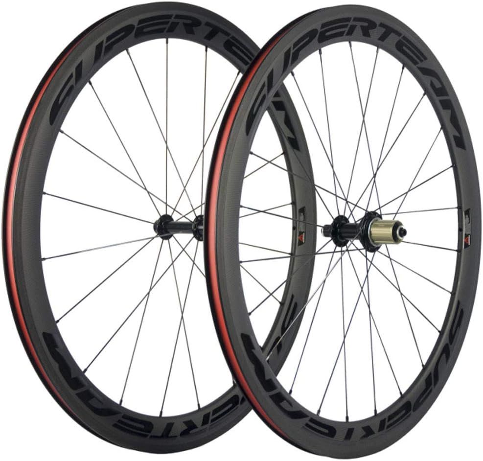 50mm クリンチャ ーホイールセット700c 23mm ロードバイク カーボン ホイール (ブラック)