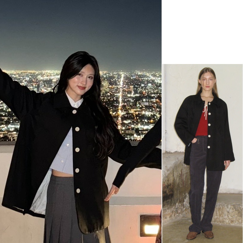 [IVE ガウル着用] VEGETABLE TRENCH JACKET (BLACK)