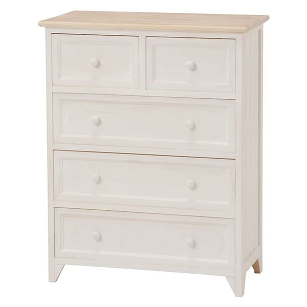 リビングチェスト/サイドチェスト4段 木製/桐 幅60cm シャビーシック アンティークホワイト（白）