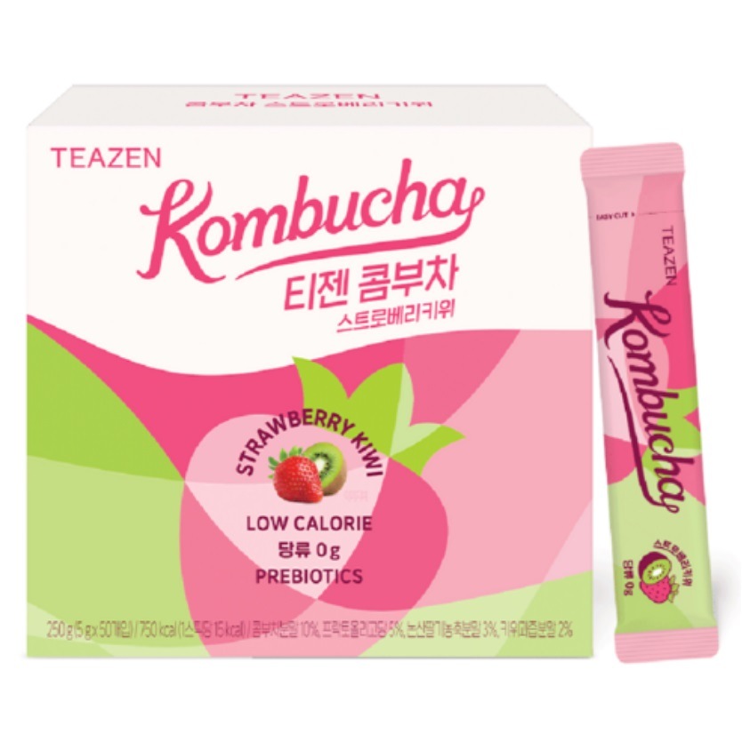 コンブチャ ストロベリーキウイ, 5g*50ea (糖類0g/15kcal/低カロリー/乳酸菌12種)