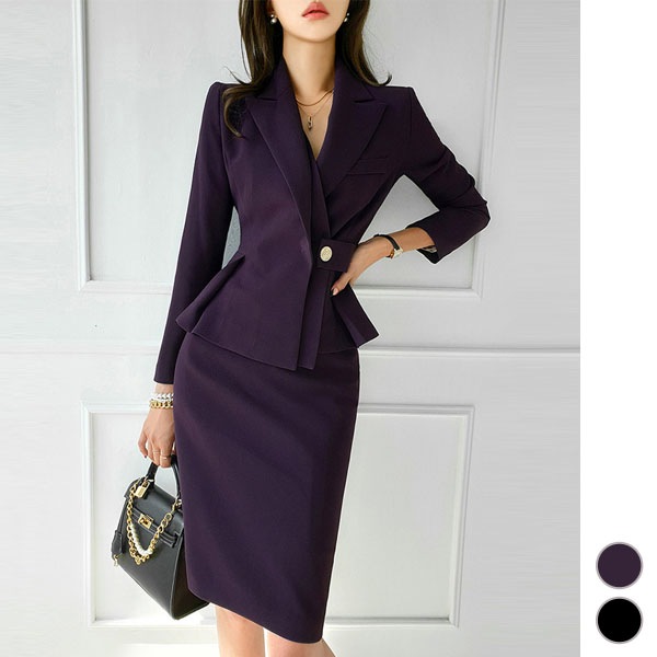 セットアップ レディース 長袖 スーツ テーラードジャケット タイト スカート 膝丈 上品 オフィス フォーマル 春 秋 韓国 to24904