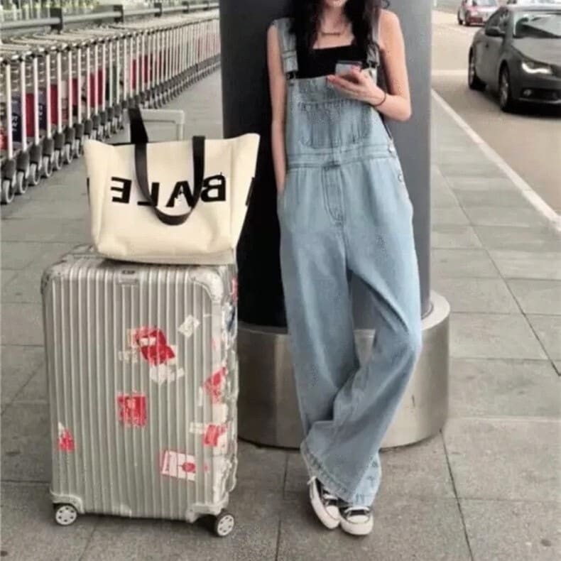 デニム サロペット オーバーオール レディース オールインワン 春 夏 オールシーズン ワイドパンツ ゆったり 大きいサイズ XL 2XL 着痩せ 体型カバー カジュアル 公園 メンズライク