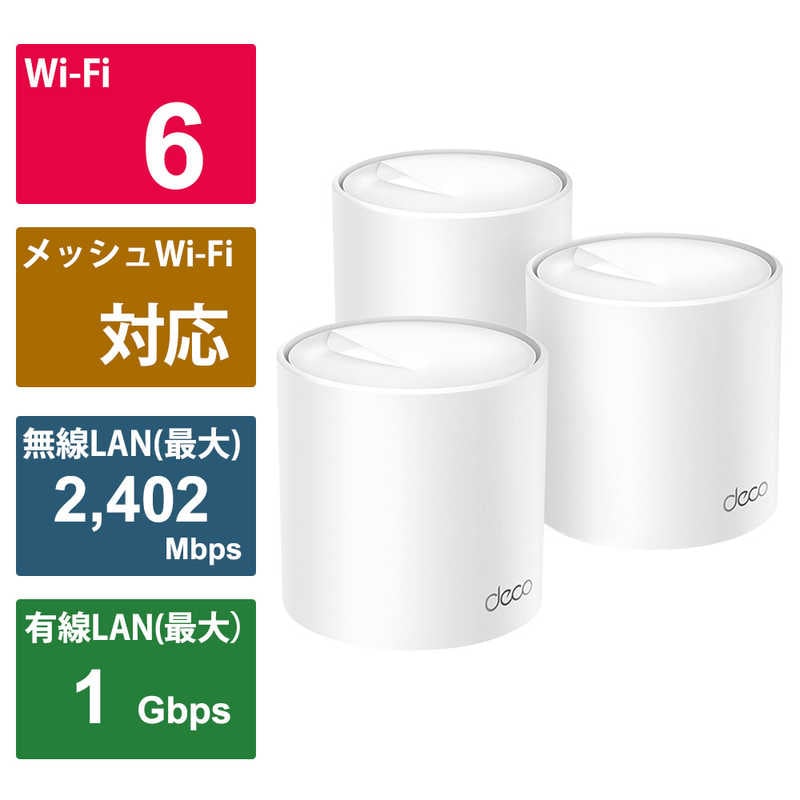 TPLINK　無線LANルーター(Wi-Fiルーター) Wi-Fi 6(ax)/ac/n/a/g/b 目安：～4LDK/3階建　DecoX503P