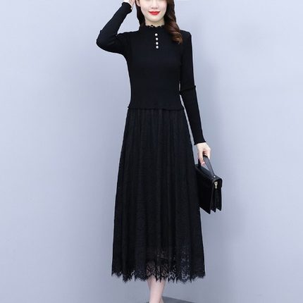 ワンピース デート ワンピドレス ミモレ ミモレ丈 袖あり 長袖 レース かわいい 大人可愛い きれいめ シンプル カジュアル 大人 上品 おしゃれ お洒落 主役級 存在感 春 秋 10代 20代