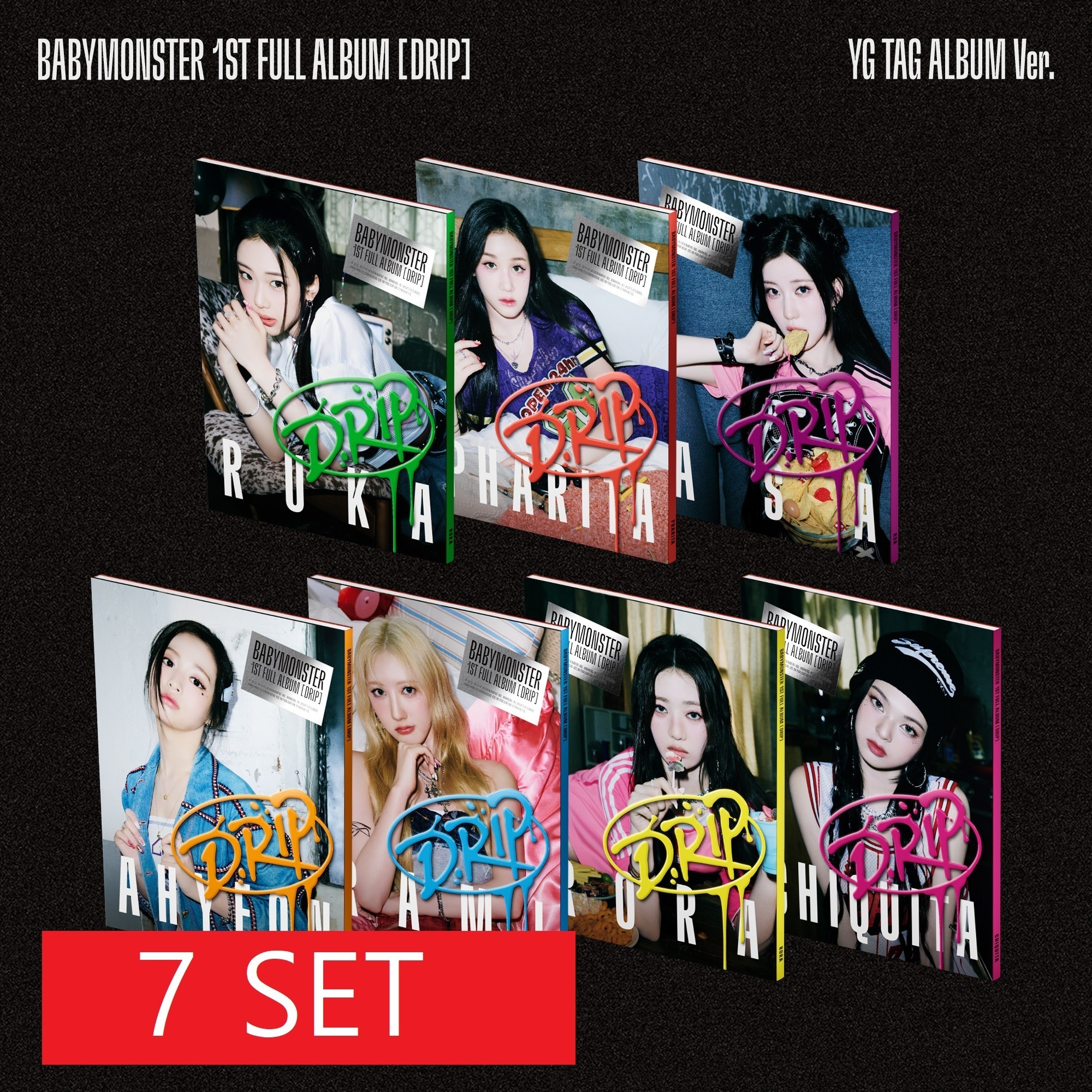 【SET商品】BABYMONSTER [DRIP] (YG TAG 7 SET)（韓国盤）【正規輸入盤】
