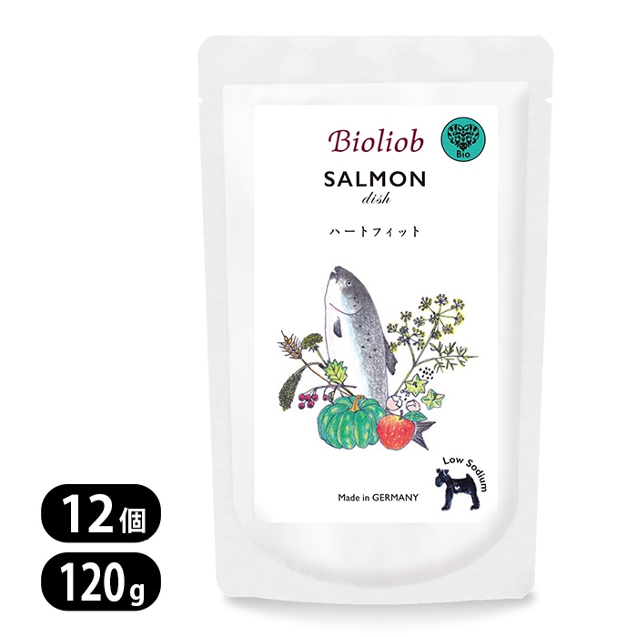 ビオリオーブ サーモン ディッシュ ハートフィット（心臓）120g 12個セット Bioliob 魚 犬用 ウェットフード 愛犬用栄養補助食 ドッグフード 3967