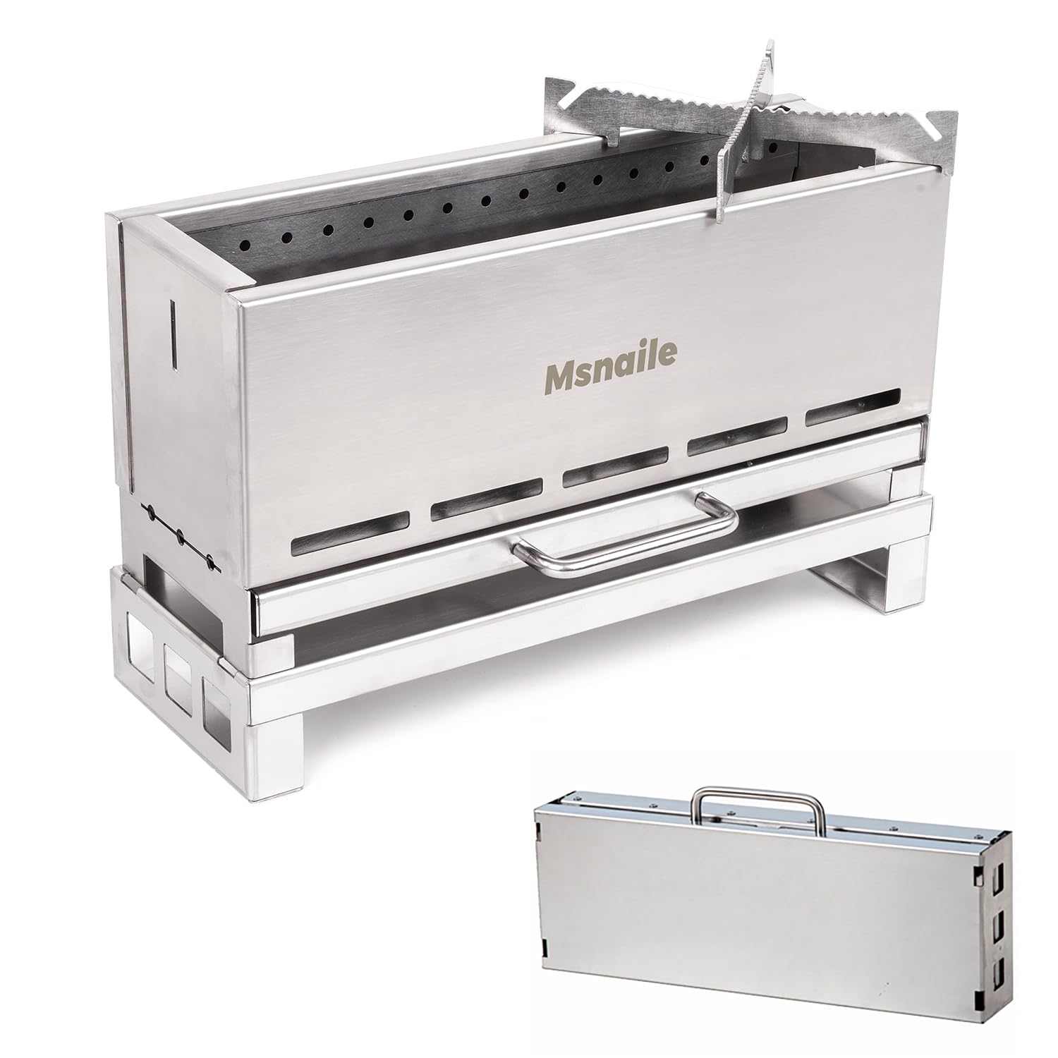 Msnaile 二次燃焼 焚き火台 組み立て式 コンパクト 卓上焚き火 IGTテーブル対応サイズ めちゃくちゃ燃える 焚き火料理 収納バッグ付 ソロキャンプ アウトドア