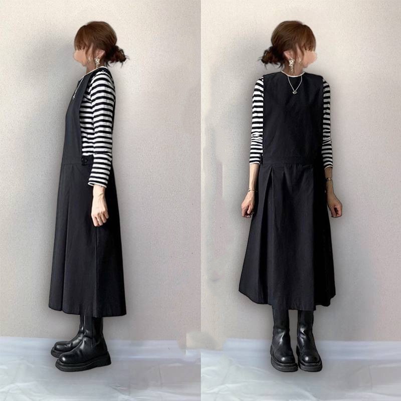 【柔らかく通気性】 無地 ノースリーブ ラウンドネック カジュアル ノームコア ブラック カジュアルワンピース