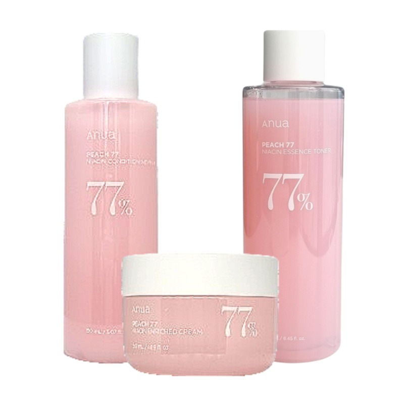 3点セット[クリーム 乳液 化粧水 ] 桃77 ナイアシン ビタミンB12 / 韓国コスメ スキンケア [フェイスパック贈呈] 乾燥 肌 肌荒れ そばかす 消す シミ 福袋 保湿 白玉 美肌