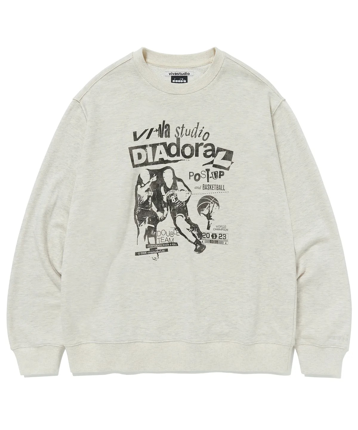 DIADORA X DOUBLE TEAM BASKETBALL CREWNECK [MELANGE] 男女共用 マンツーマン Tシャツ 韓国の人気ファッションブランド