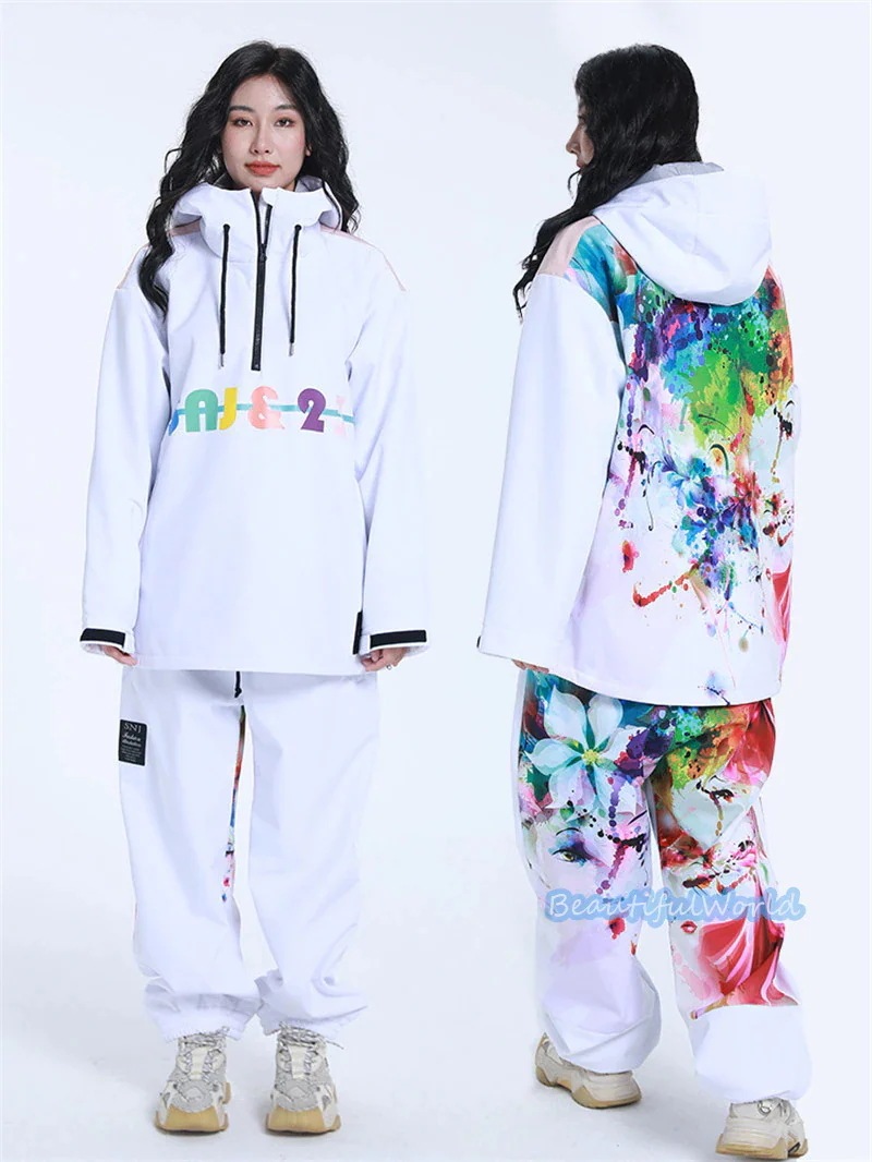 スノーボードウェア上下セットスキーウェアメンズレディースセットアップ男女兼用スノボウェアスノーボードジャケットパンツ撥水防風保温雪遊び暖かいH32