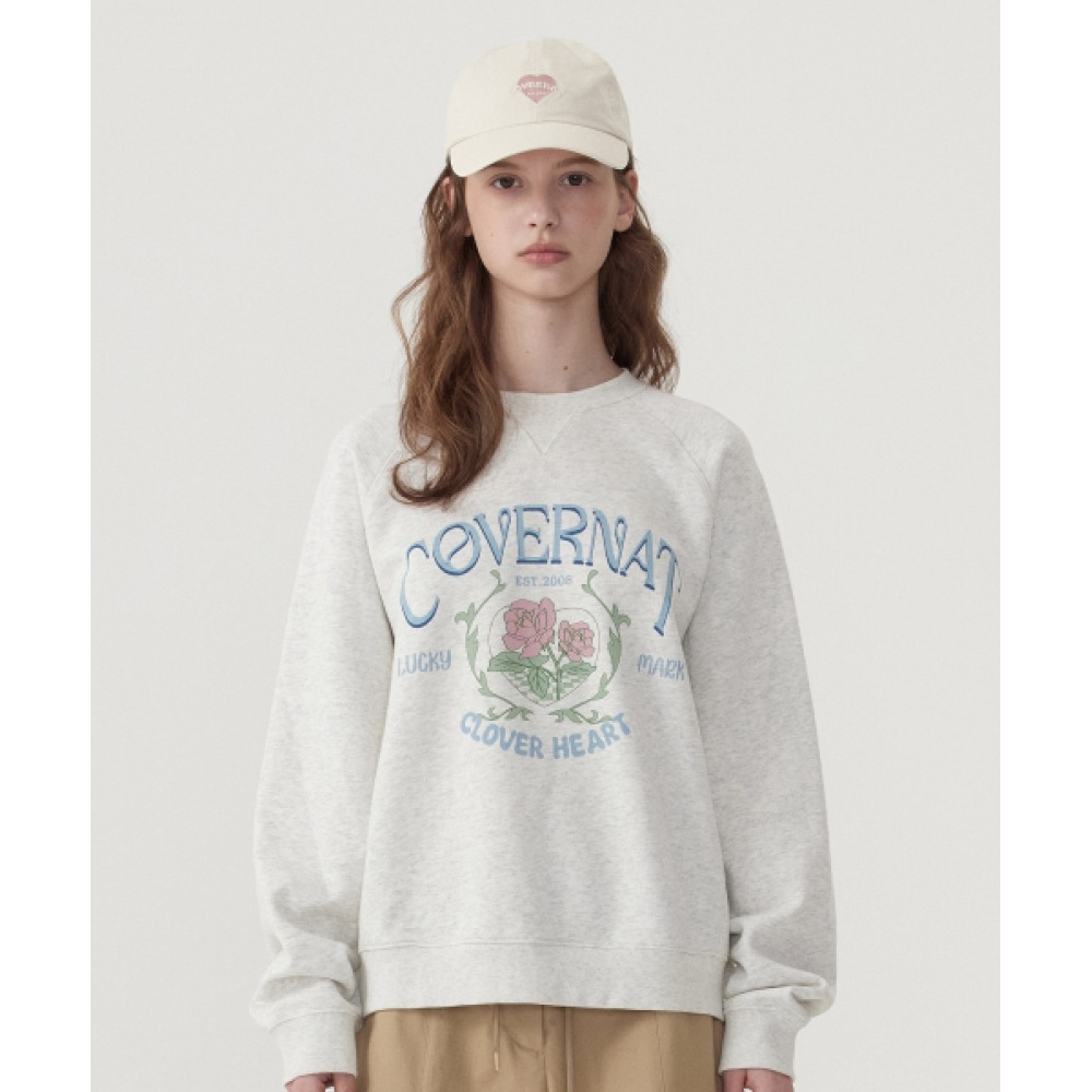 COVERNAT 女性女性ビンテージグラフィックスウェットシャツオートミール