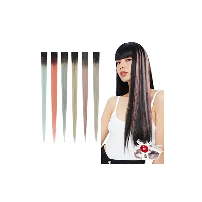 LUCY LEE エクステ カラ 人毛100% ワンタッチ クリップ式 45CM 簡単着用 耐熱 パーティー ファッション 2本セット (ライトピンク)