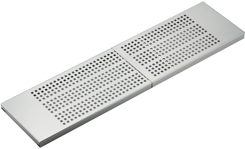 下村企販 水切り・作業スペースを増やせる シンク便利台 【日本製】 奥行38~58cmに伸縮可能 グラスや小物の水切りに 省スペース 耐荷重3kg 水切りラック シンク上 ステンレス 燕三条 4227