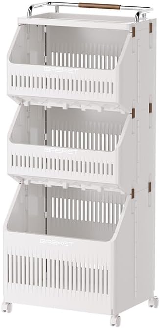 洗濯かご スリム4段 キャスター付き ホワイト サイズ97x30x40cm 簡単組み立て