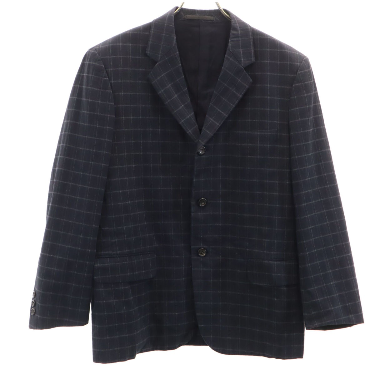 COMME des GARCONS HOMME コムデギャルソンオム 90s 日本製 オールド チェック柄 テーラードジャケット S ネイビー メンズ 古着