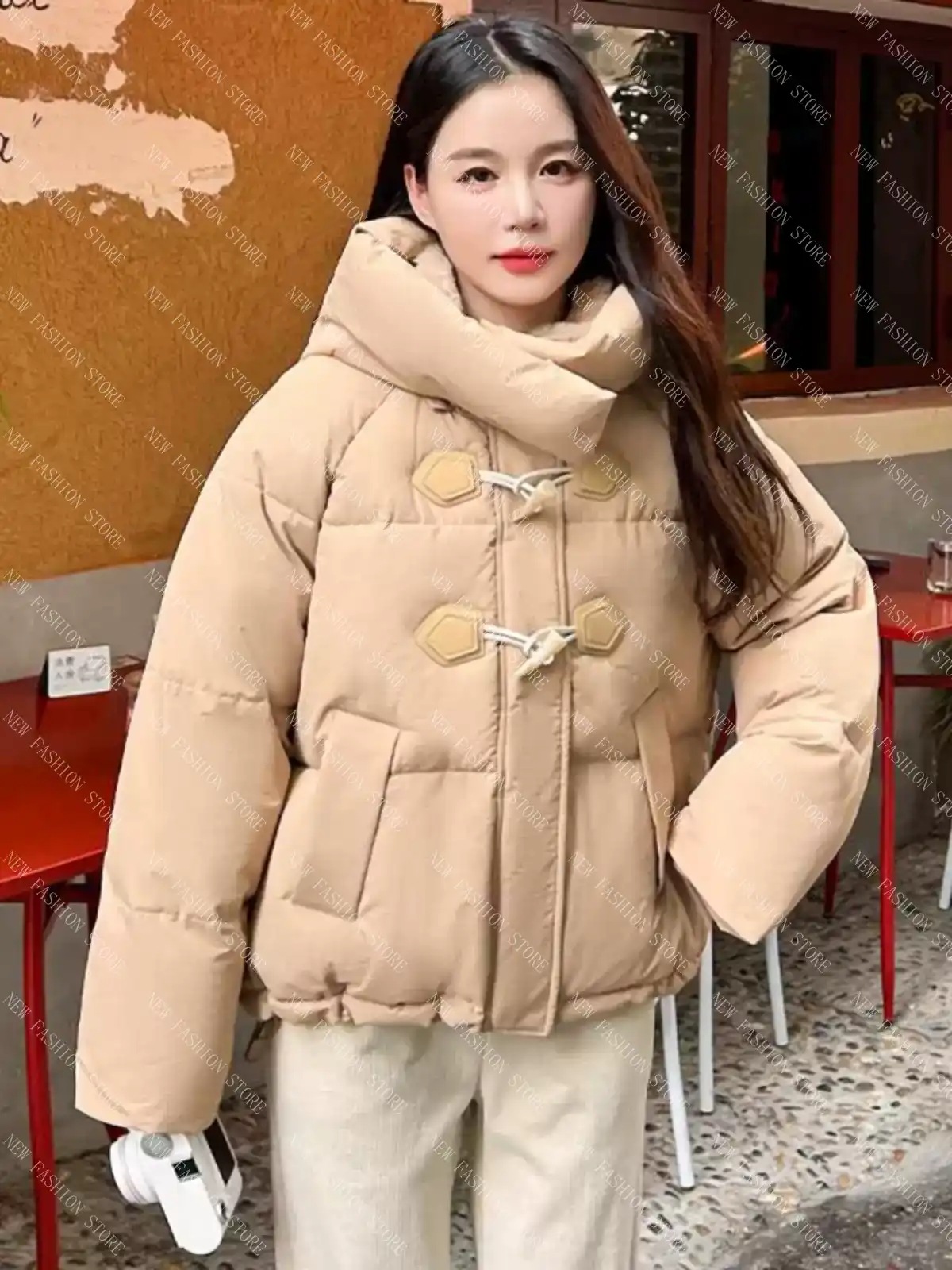 綿入れ女性用ショート丈新型韓国版小柄で厚手の保温コート-24