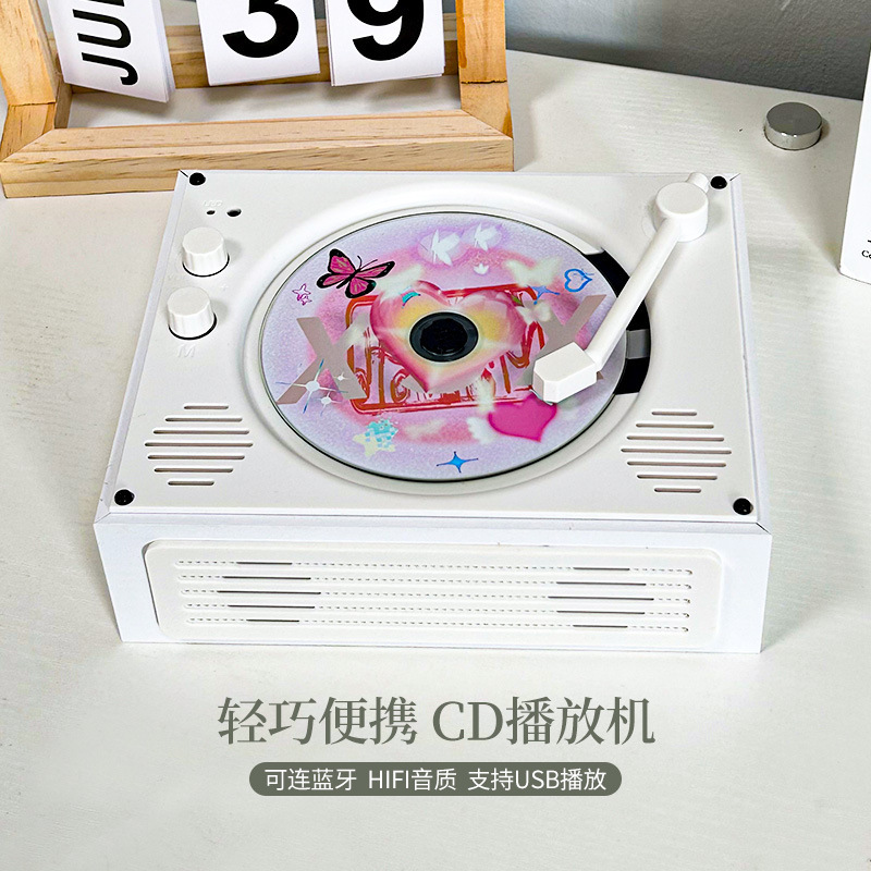 既製在庫国境を越えたポータブルレトロアルバムbluetoothプレーヤー誕生日ギフトcdオーディオ一体型cdプレーヤーギフト