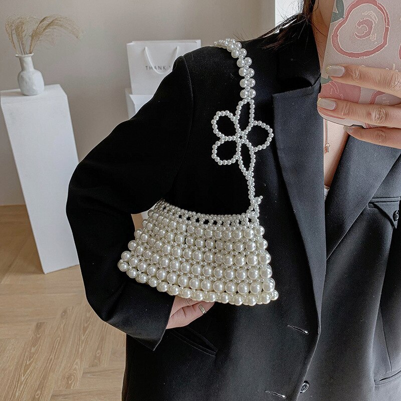 パールショルダーバッグ新宴会レトロハンドバッグ韓版ビーズ刺繍クラッチファッションフラワー女性バッグ