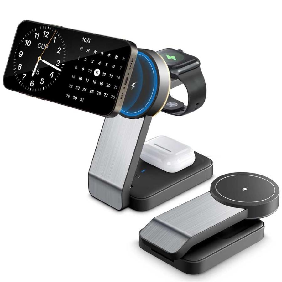 アップルウォッチ Apple Watch / マグネット式 / / iPhone / AirPods / 3in1 / 最大15W出力 / ブラック