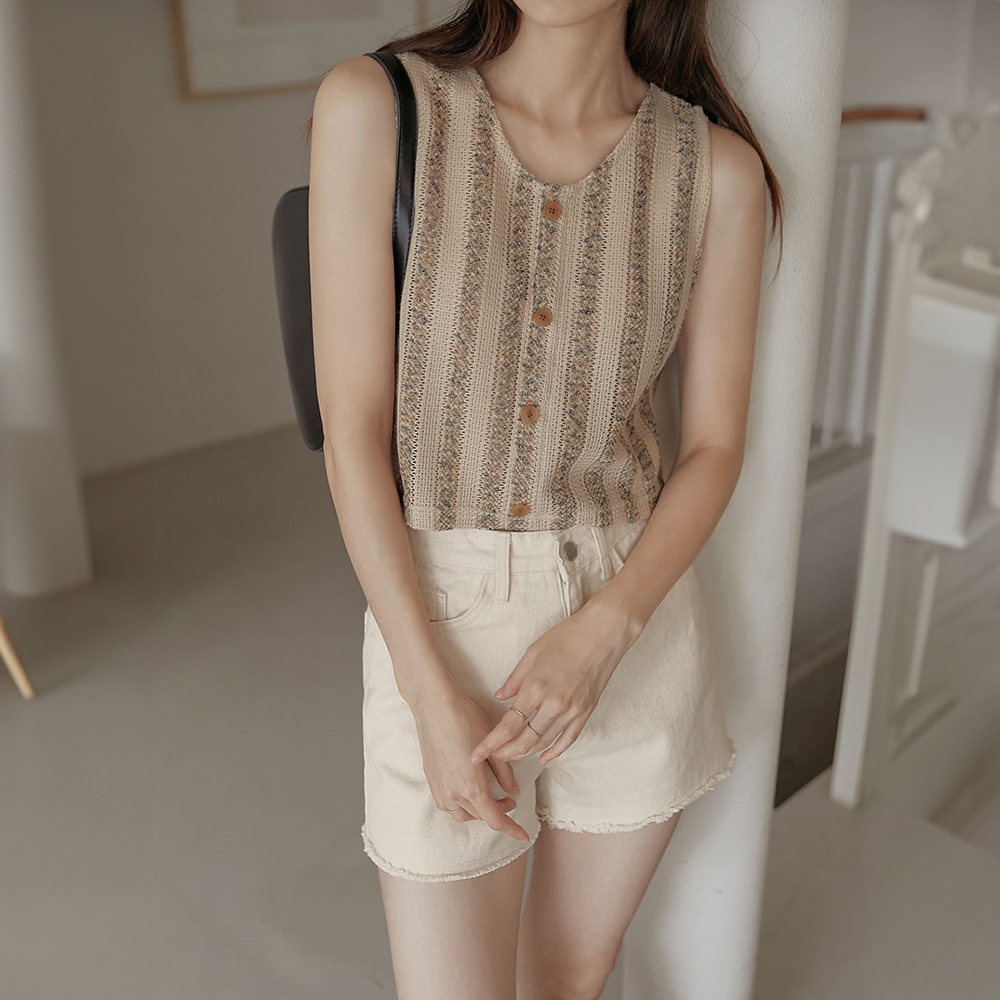 モイクVネックカラーリングクロップニットベスト