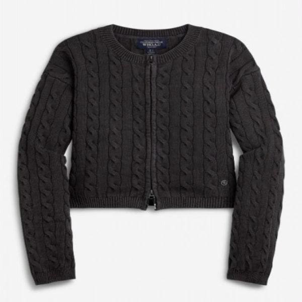 女性ケーブルジップアップカーディガン VINTAGE CABLE ZIP-UP_A WHCKE1233F