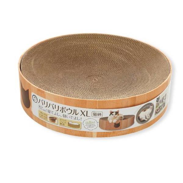 猫壱 バリバリボウルXL猫柄 爪とぎベッド本体 ライトブラウン 48cm