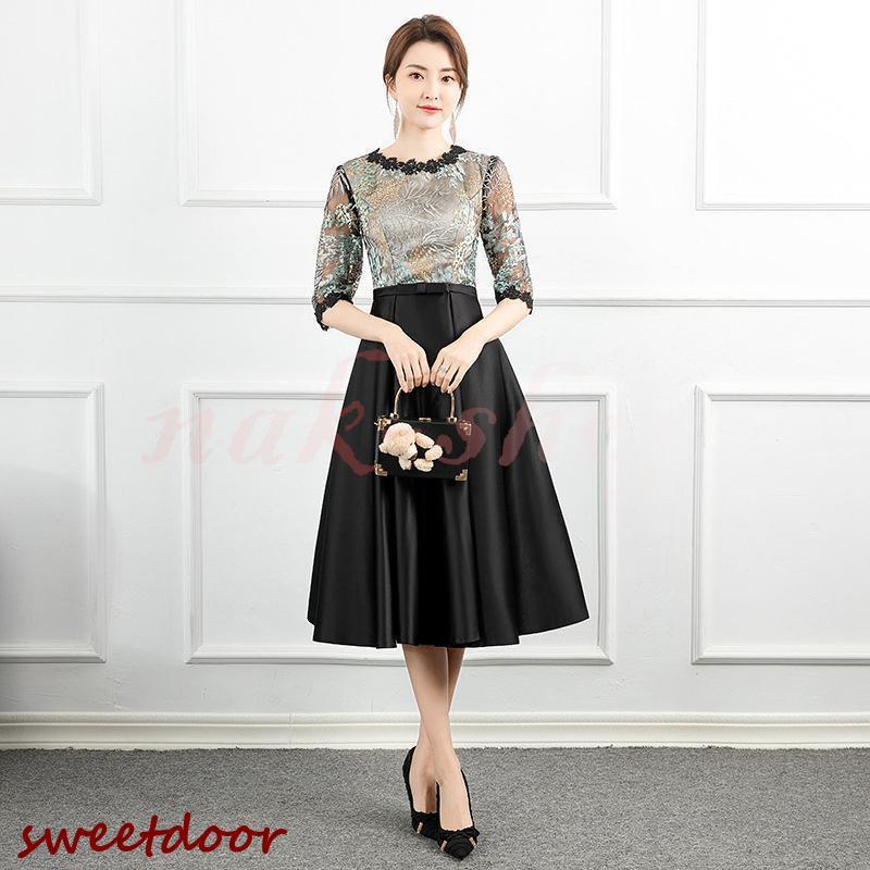 新品目玉セールパーティードレス 結婚式 服装 ドレス ワンピース 20代 10代 30代 フォーマルドレス 50代 女性 冬 赤 お呼ばれ 母親 親族 袖あり　フォーマルワンピース