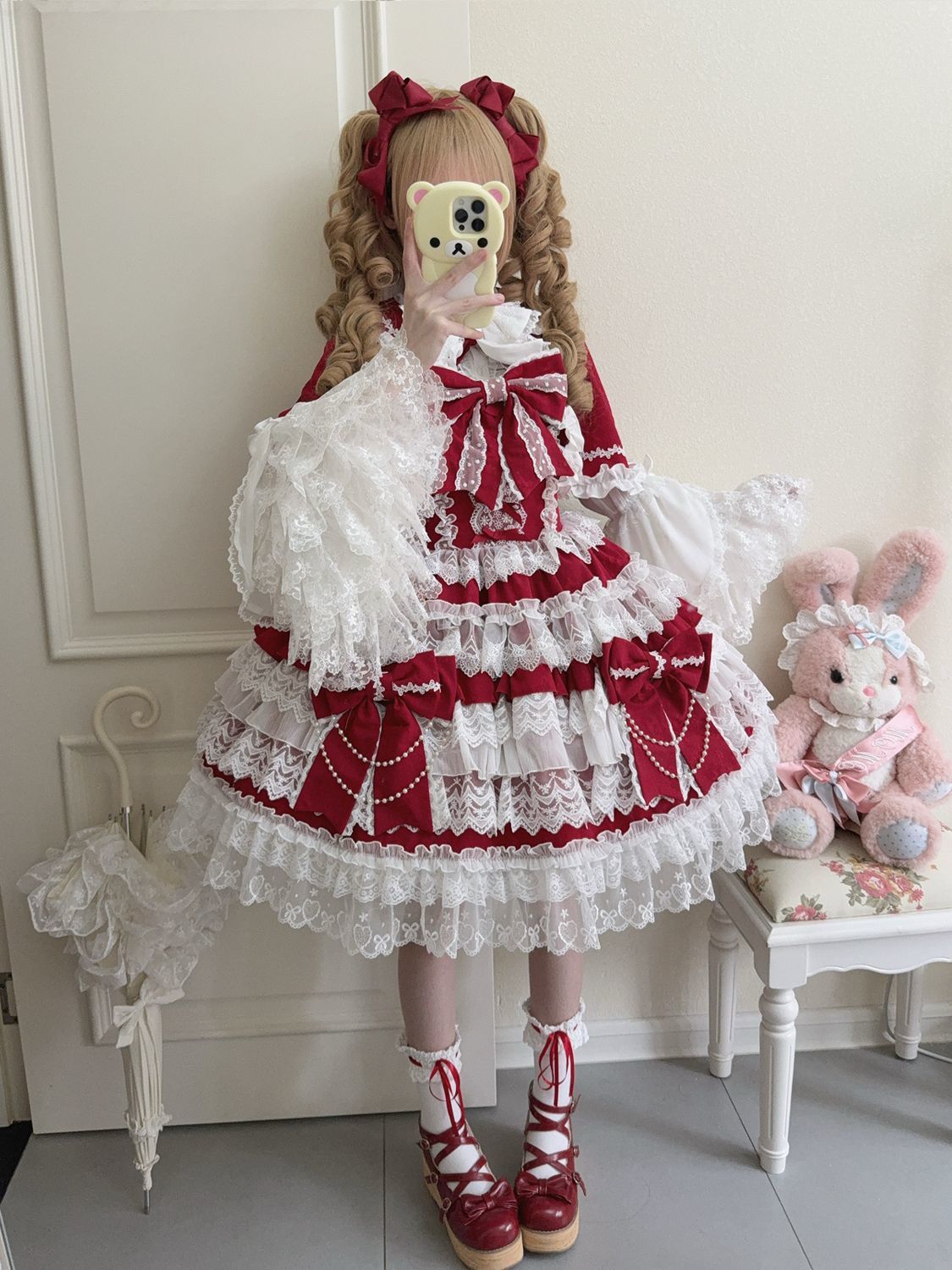 【クロスハートノット】ロリータドレスドール感覚の甘いJSKサスペンダードレス
