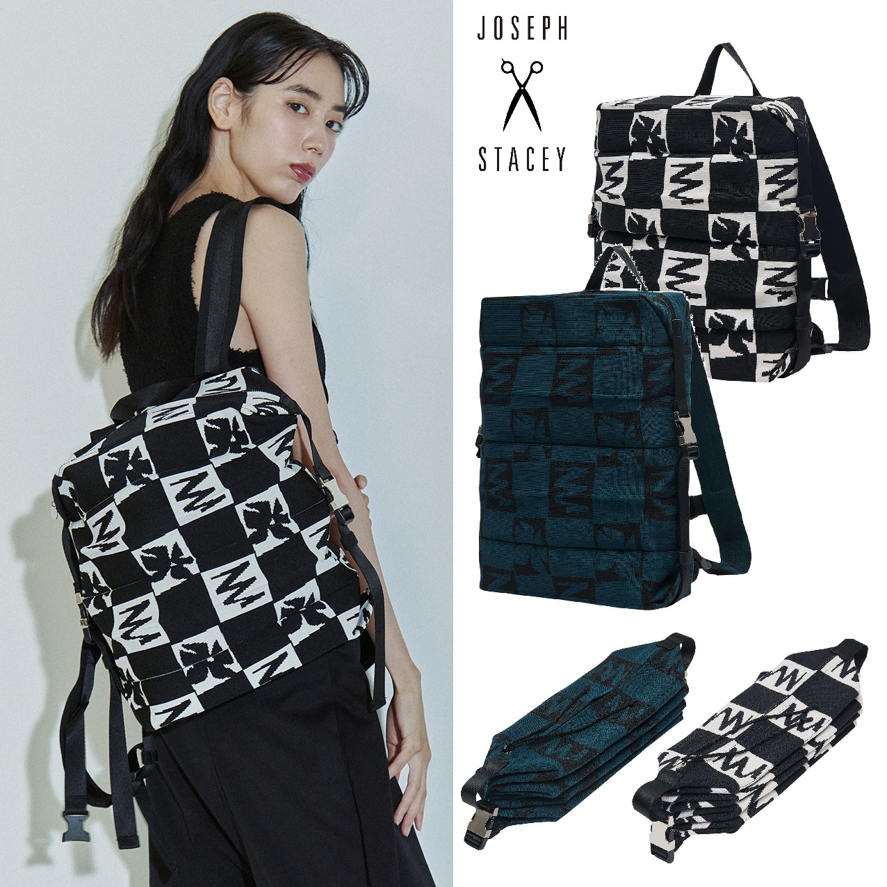 Lucky Pleats Knit Backpack M Future Flower (All) 2色 韓国人気 韓国ファッション 男女共用 バッグ 外出バッグ デイリー ファッションバ