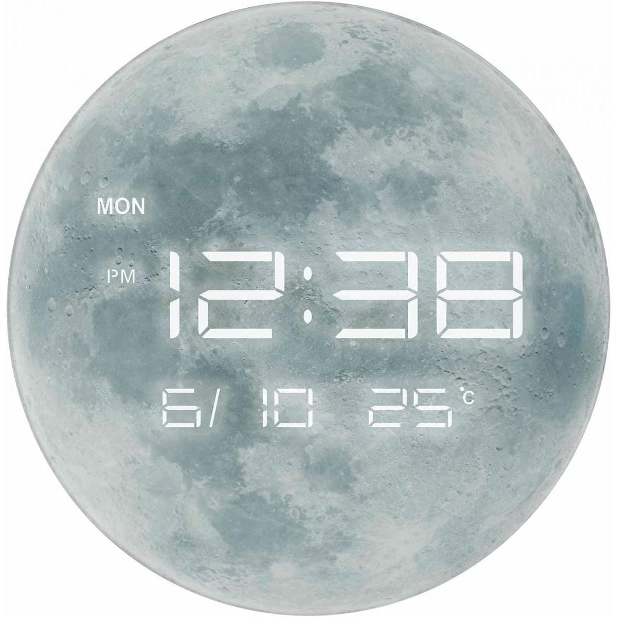 MAG マグ 掛け時計 デジタル LED 時計 置掛兼用 ルナ 白 W-794WH インテリア 月 ムーン MOON 薄型 日にち 曜日 温度 おしゃれ 7,869円