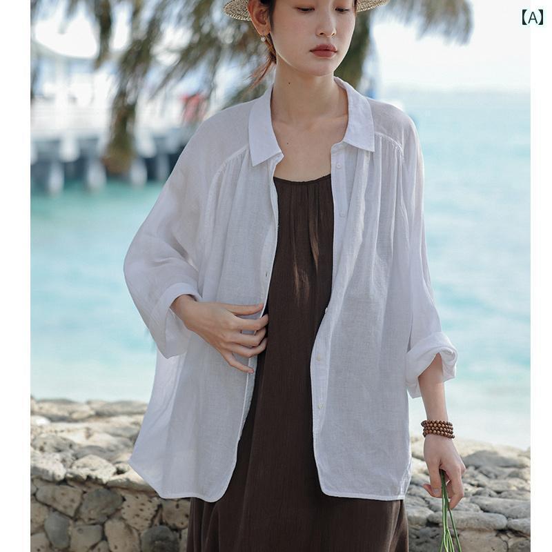 レディース　　シャツ　トップス ケラン ハーバーズ ウィンド 100 フレンチ リネン ホワイト シャツ レディース 日焼け防止 2025 春夏 瑞 河