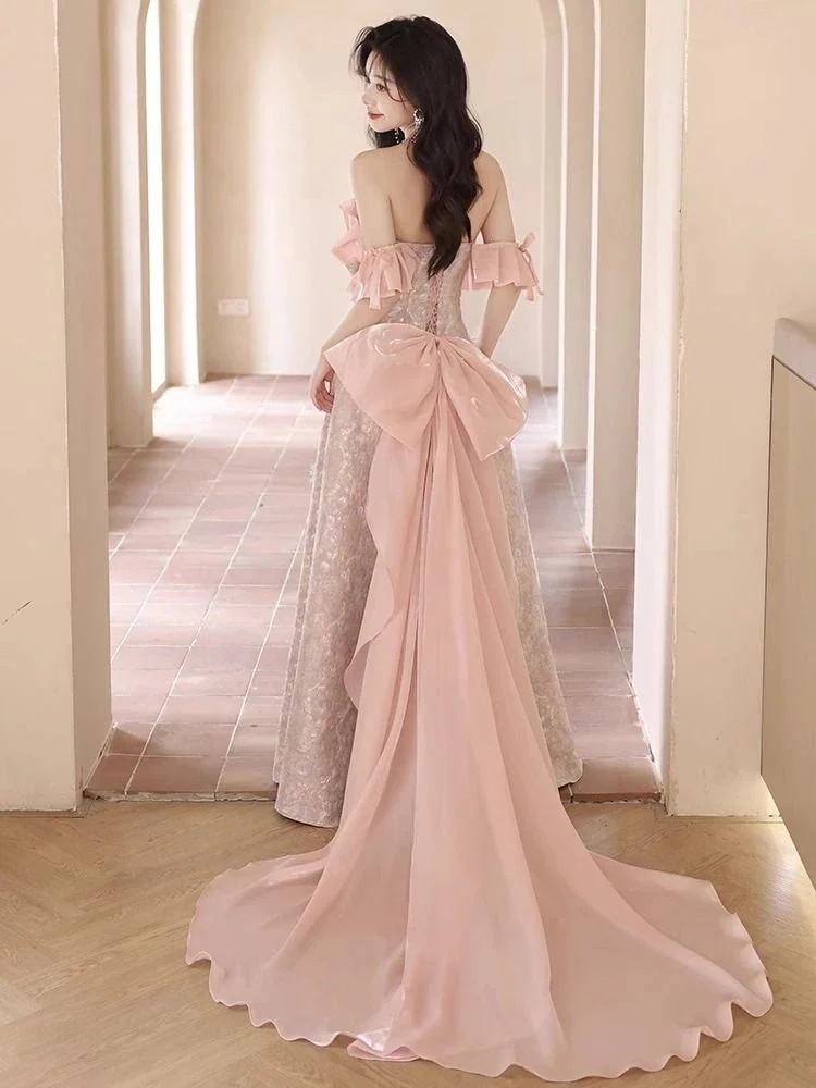 イブニングドレス 2025 気質ホスト芸術試験スカート夏卒業大人ドレス