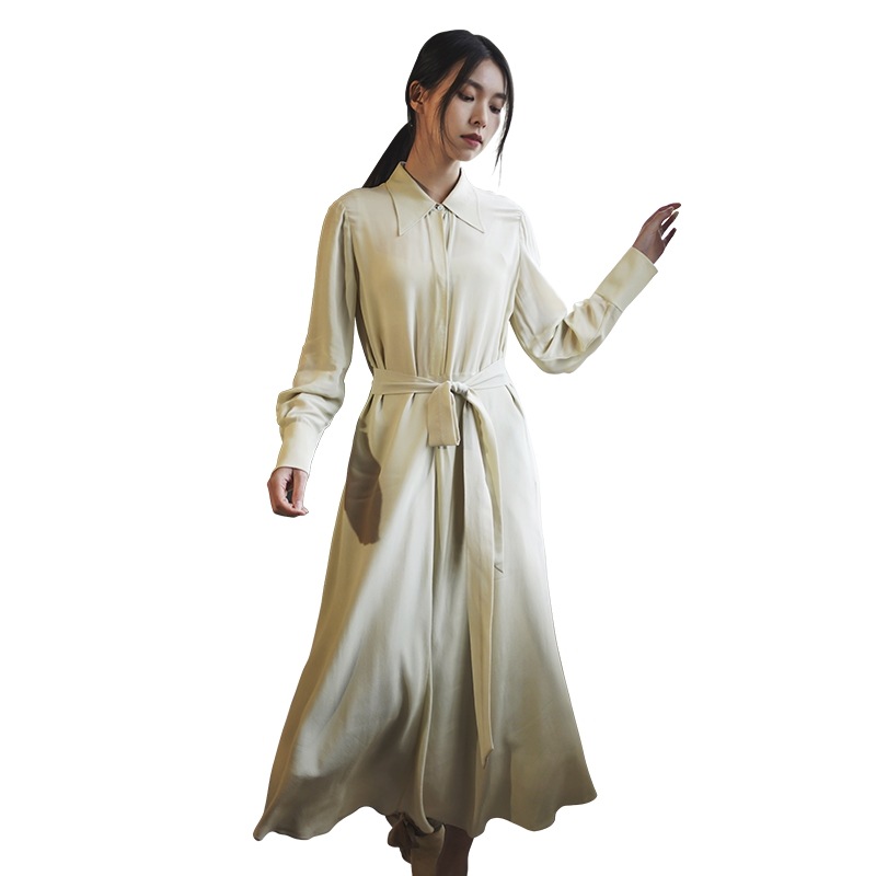 【READ_ME】スリムフィット シャツワンピースライトグリーン上品×涼感×通勤B20819234