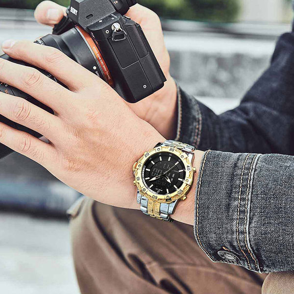 純正の品ゴールデンアワーAL-35メタル腕時計/