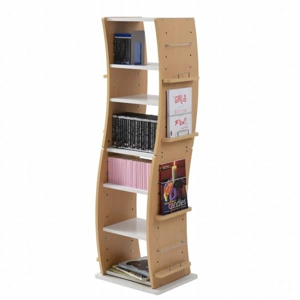 360度回転 コミックラック 本棚 FWD-0209-WHNA ホワイトナチュラル