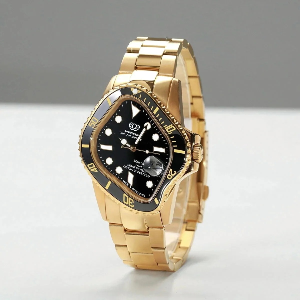 LAARVEE ラーヴィー 腕時計 PEA001 メンズ ウォッチ ステンレススチール 流線型 生活防水 アナログ時計 自動巻き機械式ムーブメント ロゴ GBL