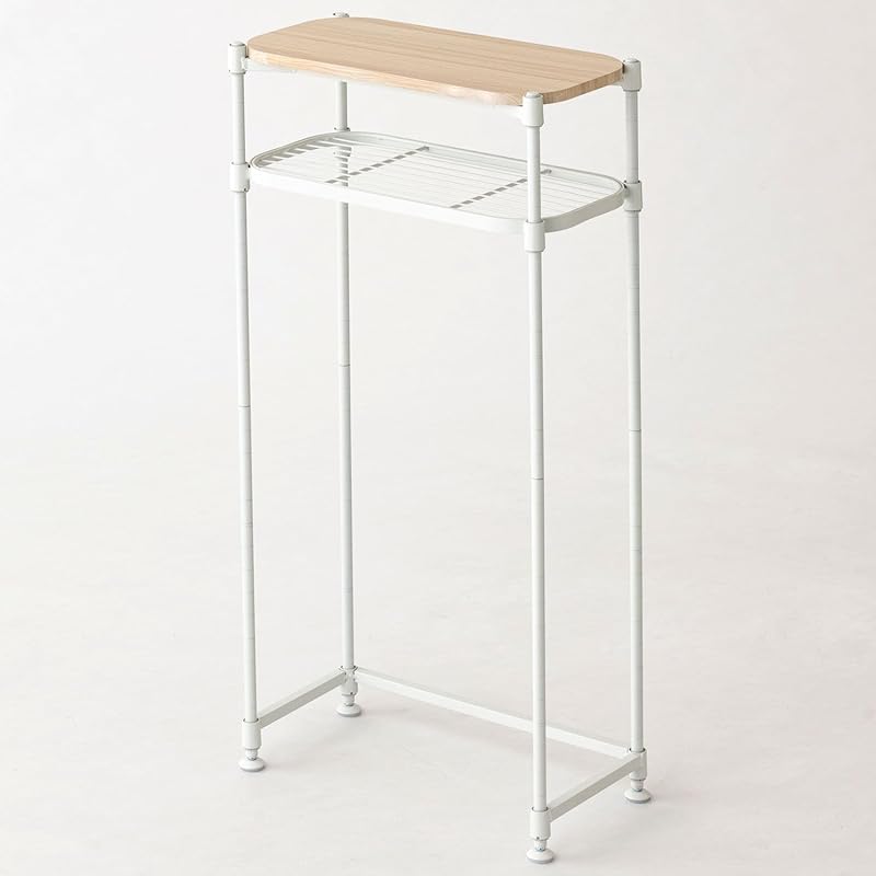 スチールラック「ルミナス」の新提案 棚位置が調整できるコンソールテーブル 2段 幅43.5×奥行21.0×高さ79.5cm ホワイト C12-C402WH 幅40 スチール×木製 棚付き 可動棚 収納