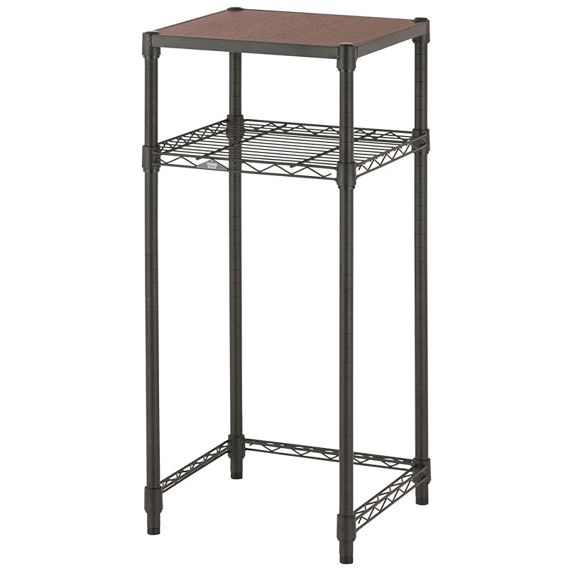 ドウシシャ ルミナス コンパクトキッチンラック 幅41cm×奥行41cm×高さ90cm 耐荷重80kg ノワールキッチンラック2段 NO4090-2KW 天板ウッドシェルフ ゴミ箱上ラック 炊飯器 作