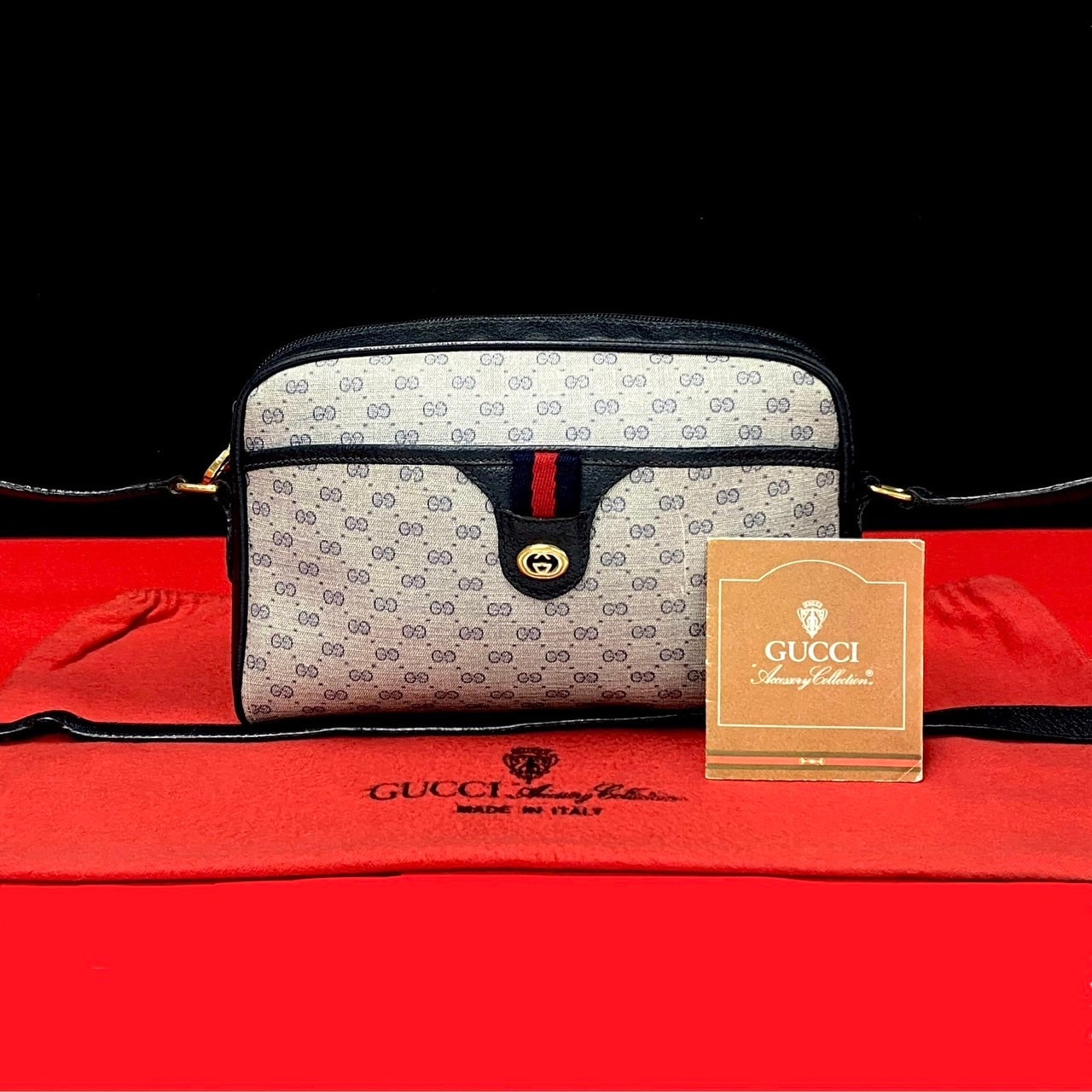 ヴィンテージ シェリーライン マイクロGGショルダーバッグ レザー PVC ネイビー 29693