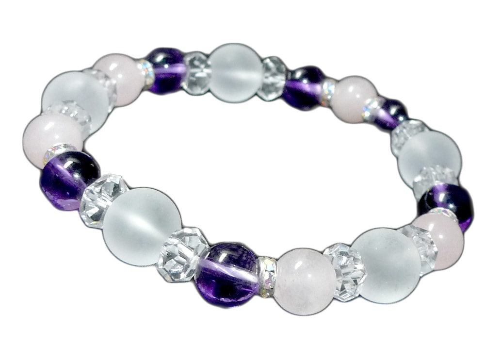 ローズクォーツ アメジスト ブレスレット パワーストーン ブレスレット レディース 天然石 数珠 アクセサリー レディースブレスレット パワーストーンブレスレット 天然石ブレスレット 女性用 h438