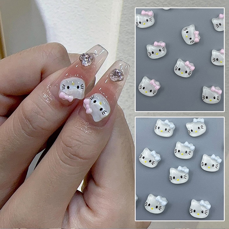 【1点ご購入 で10点プレゼントいたします】ネイルがかわいい黒革のミミアクセサリー2024キャラクターリボンネイル飾り樹脂のドリル