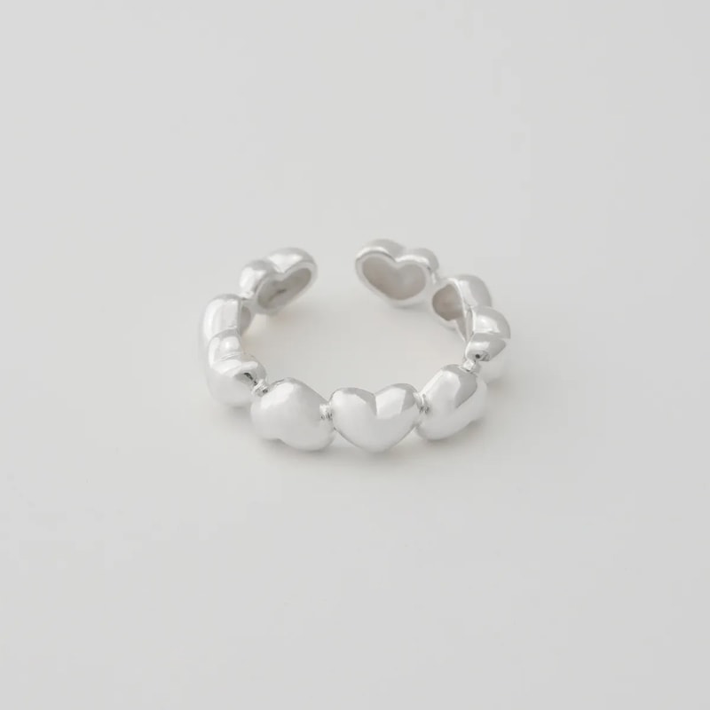 (シルバー925) ハート ライン オープン リング 指輪／Ring