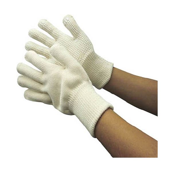 （まとめ）丸和ケミカル 極厚純綿シリコンすべり止め軍手 1810 1双 [x10セット]