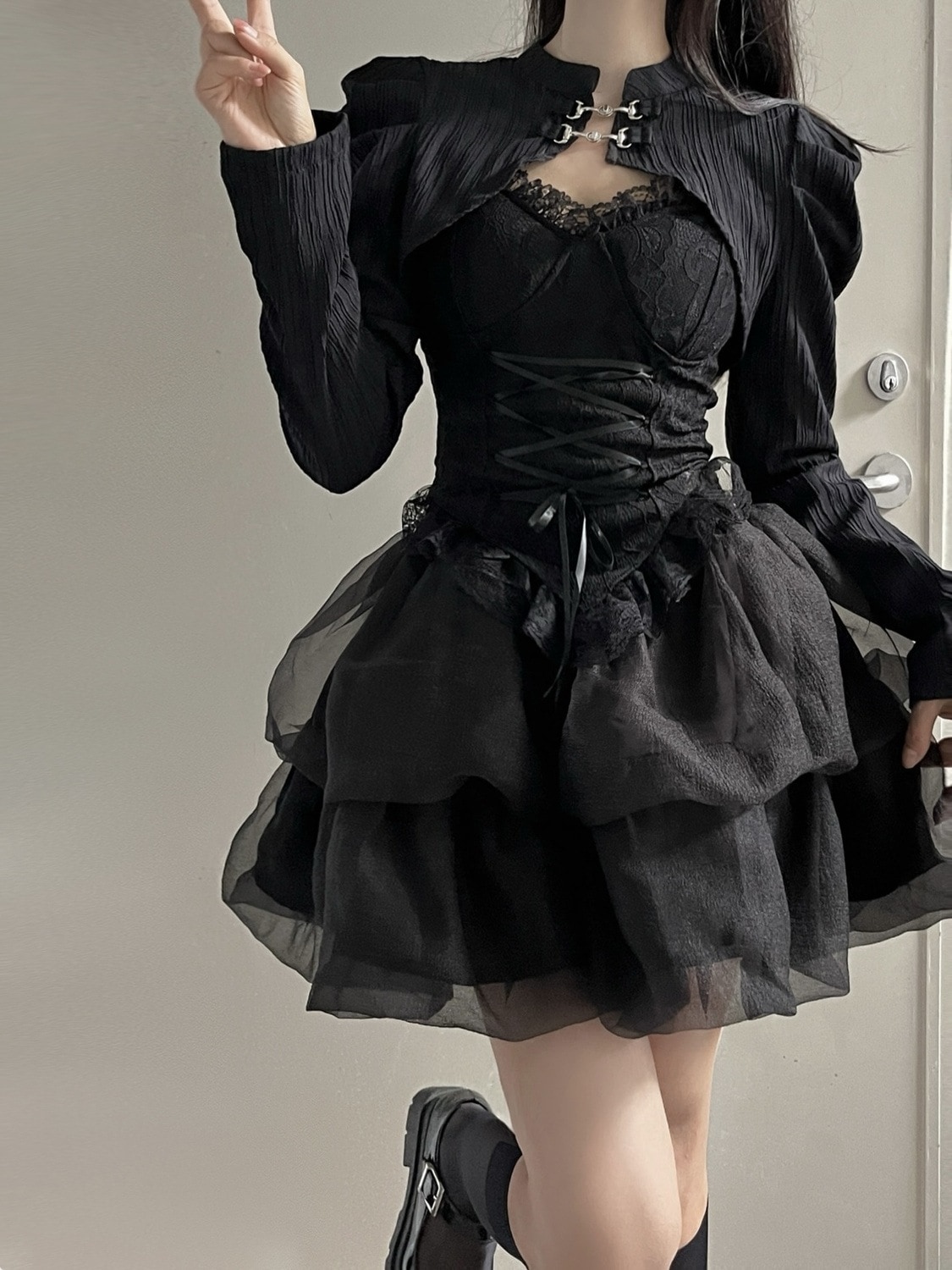 胸パッド付きセクシーサスペンダー+ダークウエストプリンセスチュチュスカートバレエスタイルセクシーバースデースカート